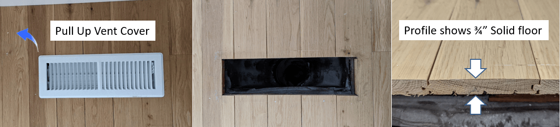 Vent removal exposes hardwood floor thickness-wear layer-national floors
